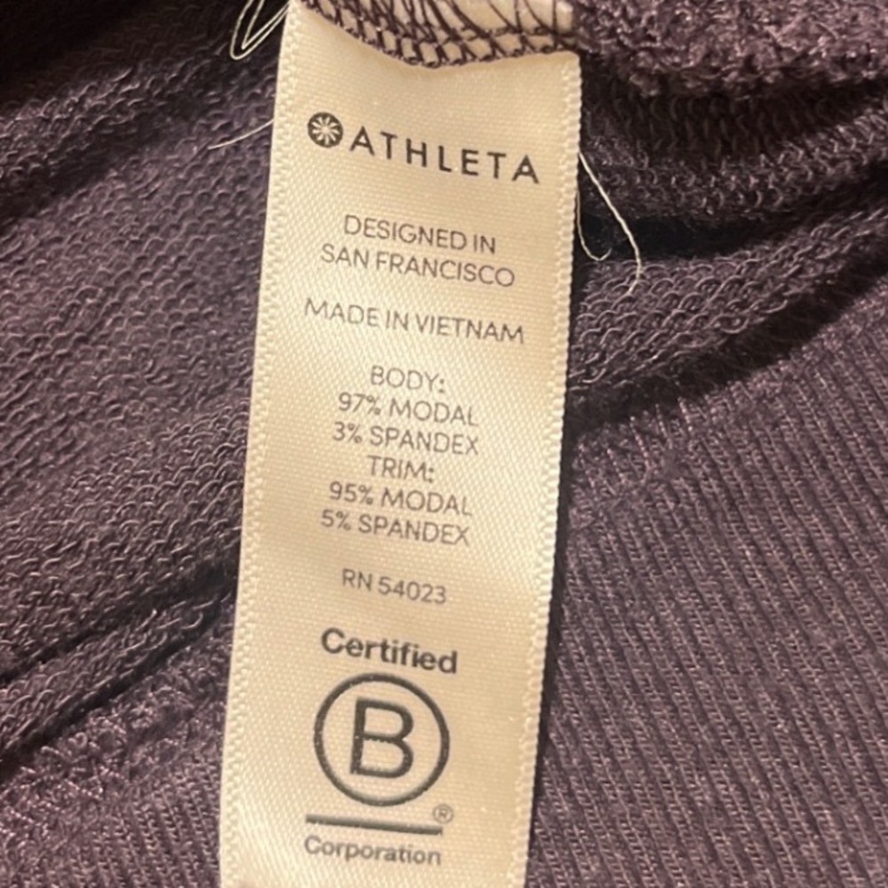 Athleta Purple Modal Spandex Long Sleeve Crew Neck Pullover Sweatshirt Top Sz M - Picture 4 of 8